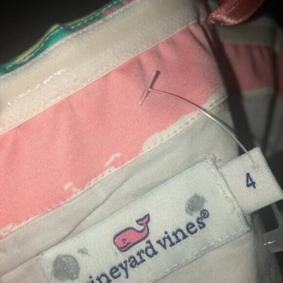 Vineyard Vines Strapless Dress 4 Stripes Pink Green White Back  Zipper Mini - Picture 12 of 16